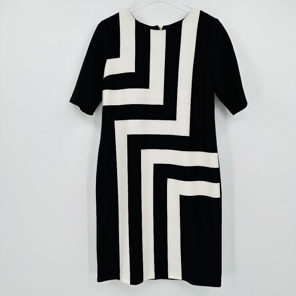 NWT Chico's Size 0.5 Small Black & White Bold Stripe Short Sleeve Sheath Dress